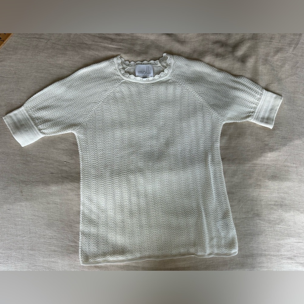 Molli cotton sweater top in small, white